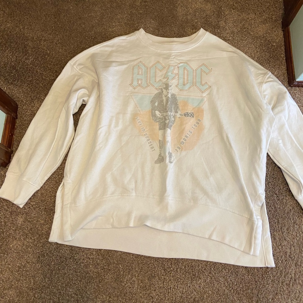 AC/DC White Sweatshirt Pullover
